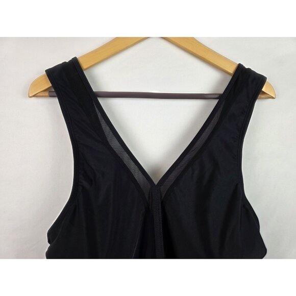 Nicole Miller Women's One Piece Swimsuit Plus Size 1X Black Sheer Swim - Picture 2 of 13